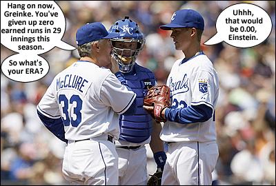 Zach Greinke with Pitching Coach talking.JPG